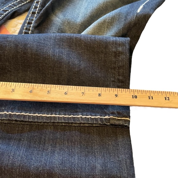 Vigoss Women's Blue Jeans-Size 18/33 White Stitching-Chelsea Slim Boot-Bling - Picture 13 of 16